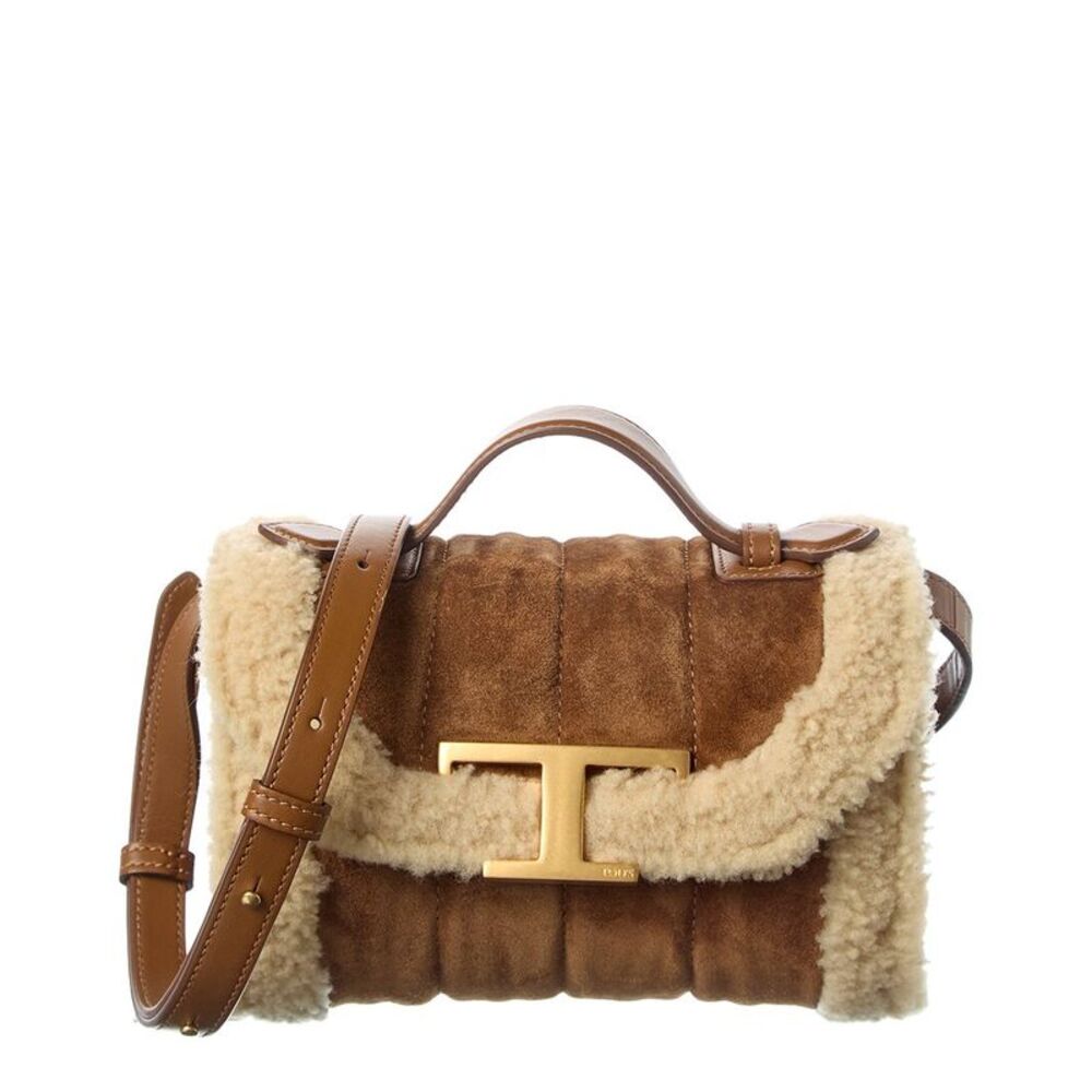 Tod’S Suede & Shearling Duffel Bag, Brown